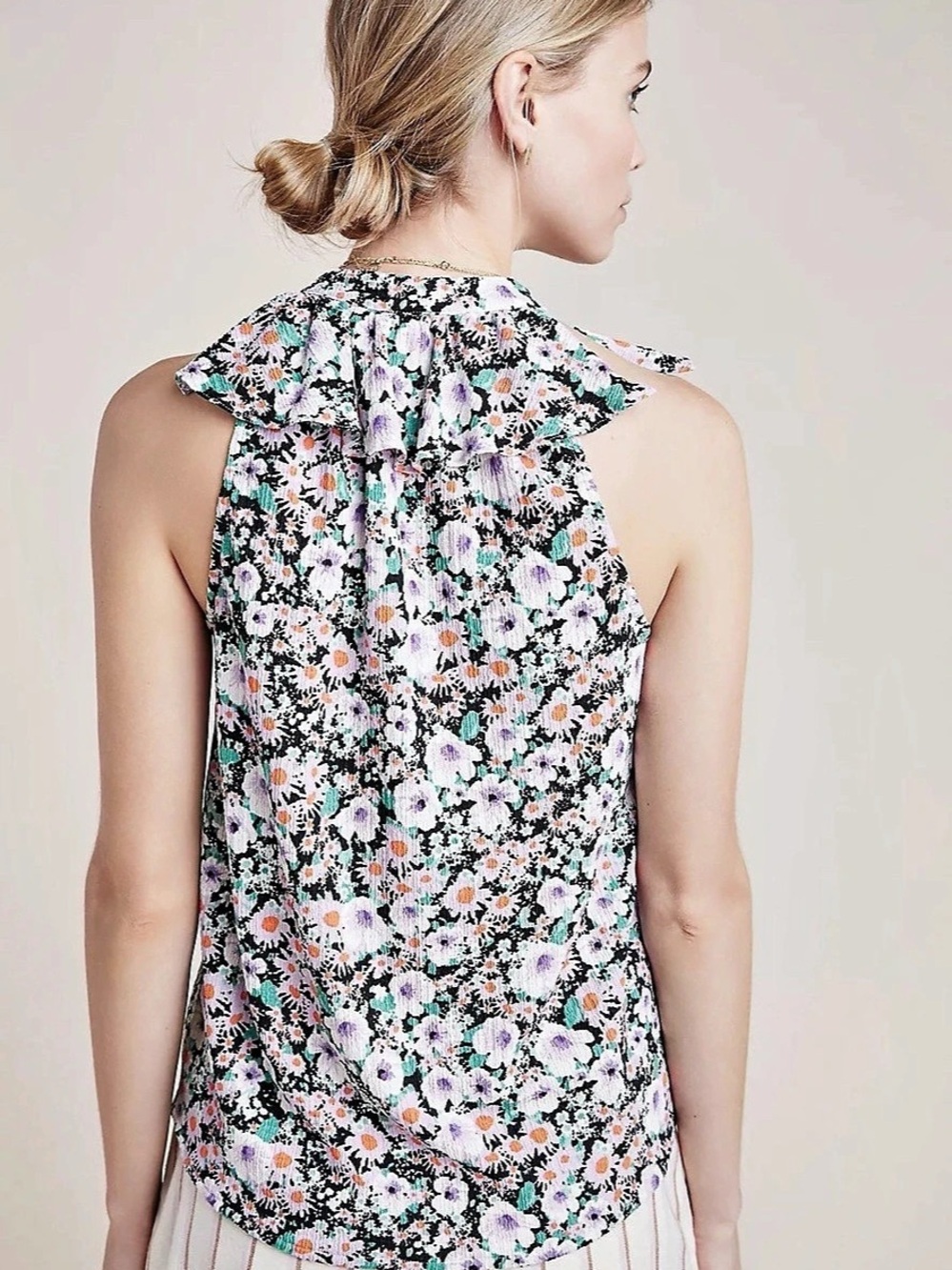 Anthropologie Floral Ruffle Blouse - Picture 2 of 8
